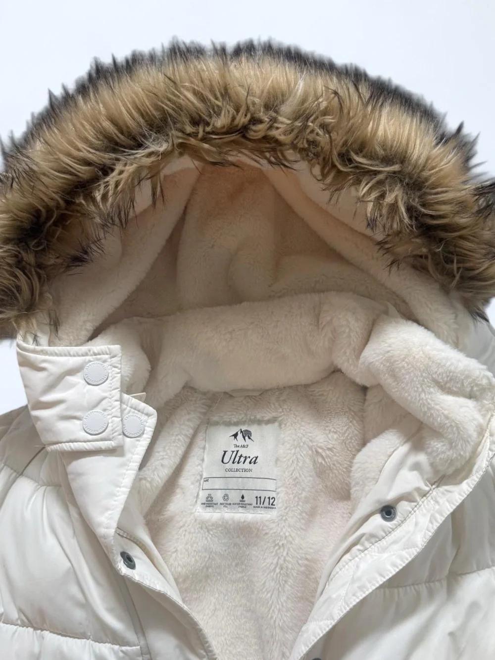 Kids Abercrombie and Fitch Puffer Jacket with Faux Fur Hood